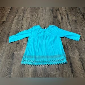Women's size Large, American Living brand, blue, long sleeved top.